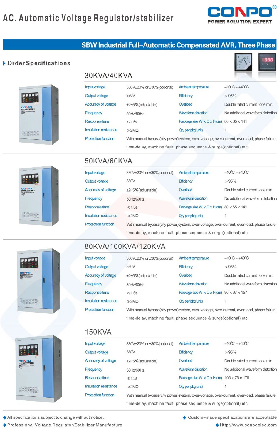 SBW- (F) Series 30K~2000kVA 3phase Industrial-Grade Compensated Voltage Stabilizer/Regulator