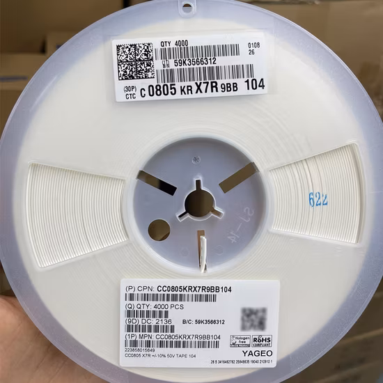 SMD セラミックコンデンサ 0805 100NF 104K 10% 50V CC0805krx7r9bb104